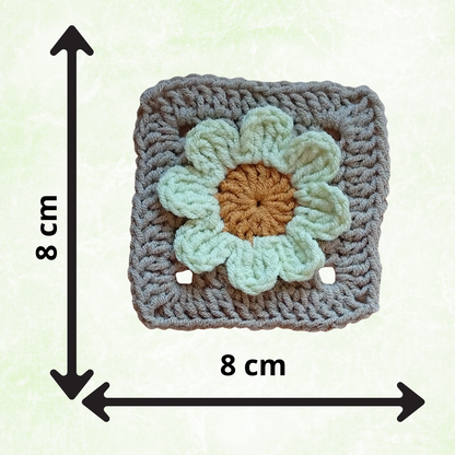 Crochet Daisy Granny Squares – Set of 10 Handmade Floral Motifs (8x8 cm)