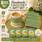 Handmade Crochet Coffee Gift Set – 4 Daisy Coasters & 4 Cup Sleeves (Set of 8)