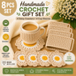 Handmade Crochet Coffee Gift Set – 4 Daisy Coasters & 4 Cup Sleeves (Set of 8)
